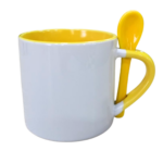 MINI MUG 6 ONZAS CON CUCHARA Y COLOR INTERNO AMARILLO