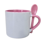MINI MUG 6 ONZAS CON CUCHARA Y COLOR INTERNO ROSADO