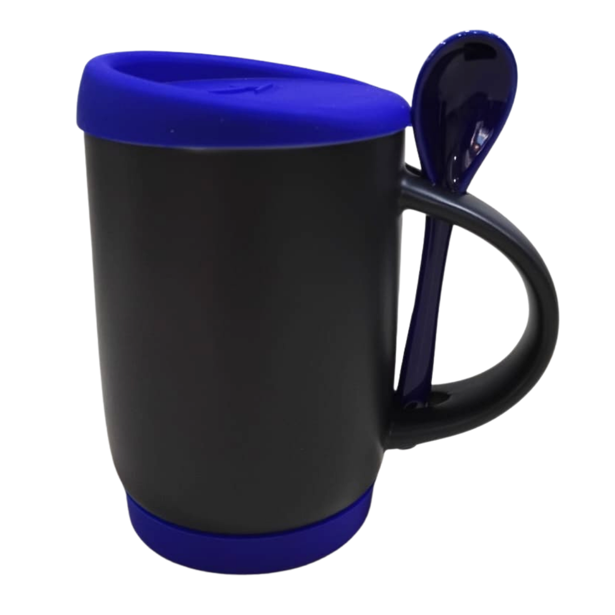 MUG MAGICO CUCHARA TAPA Y BASE 11 ONZ AZUL OSCURO MUG MAGICO TAPA Y BASE CUCHARA 11 ONZAS AZUL OSCURO - Imagen 1