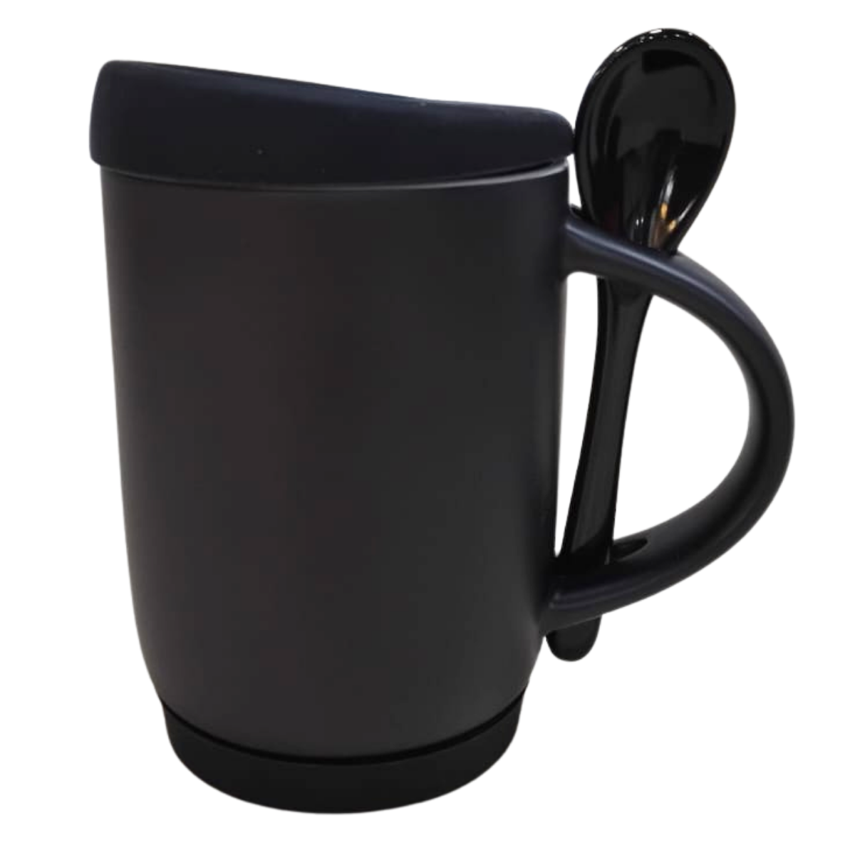 MUG MAGICO CUCHARA TAPA Y BASE 11 ONZ NEGRO MUG MAGICO TAPA Y BASE CUCHARA 11 ONZAS NEGRO - Imagen 1