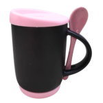 MUG MAGICO TAPA Y BASE CUCHARA 11 ONZAS ROSADA